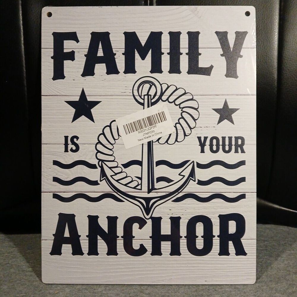 Family Is Your Anchor Sign Pressboard With‎ Hanger 8" X 10.25"